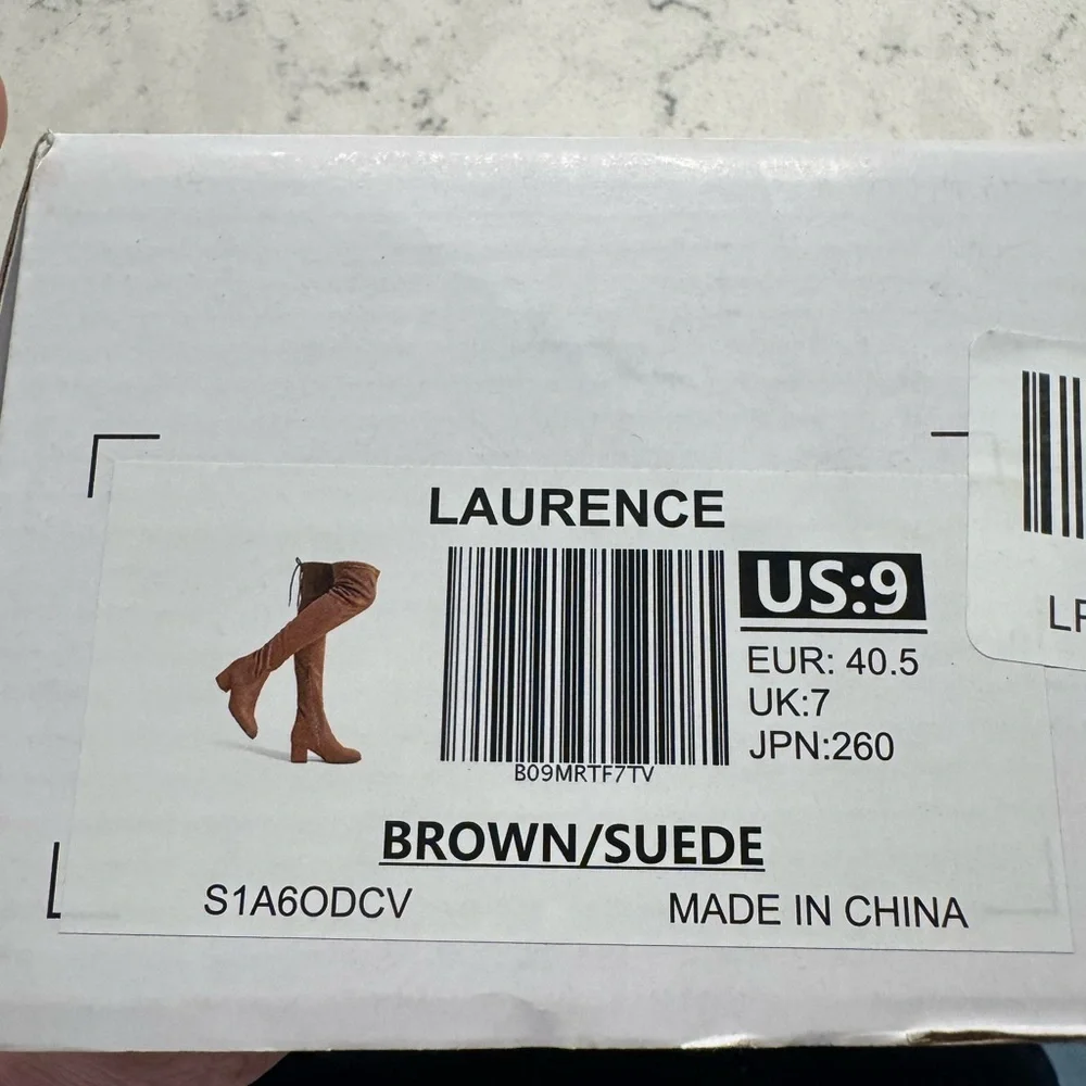DREAM PAIRS Laurence Chunky Heel Thigh High Boots Brown-Suede Size 9